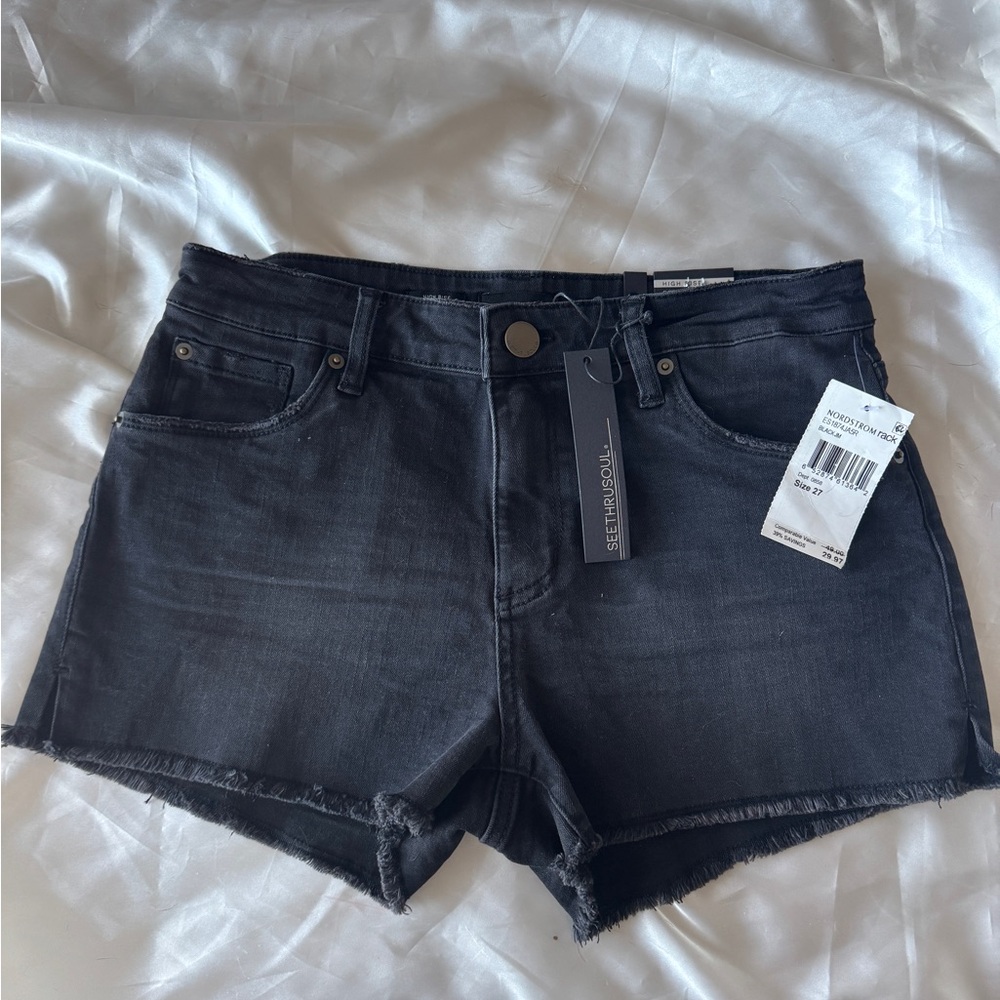 Women’s Black High Rise Jean Shorts